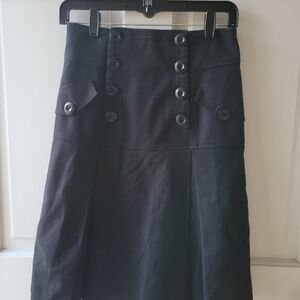 Nanette Lepore- High waisted black pleated linen skirt